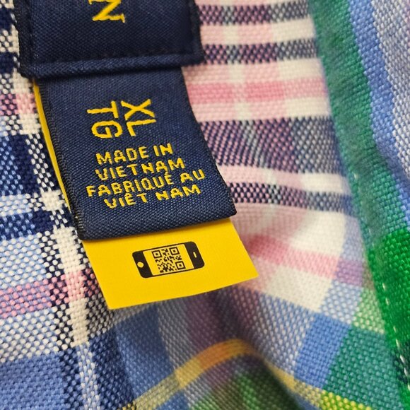 Ralph Lauren Classic Fit Men Plaid Shirt Long Sleeve Collared Blue Green Pink XL - Picture 4 of 11